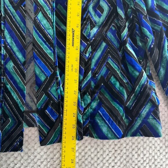 Chicos Cardigan Women 3 XL/16 Blue Abstract Velvet Burn-Out Sheer Open Front - Picture 10 of 13